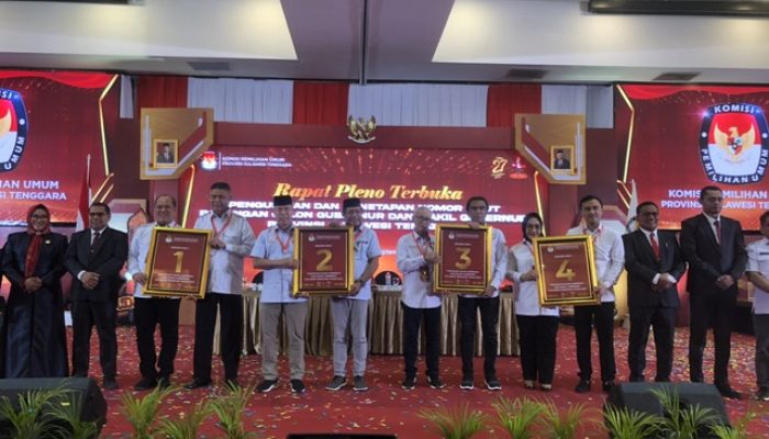 KPU Tetapkan Nomor Urut Paslon Gubernur dan Wakil Gubernur Sultra 2024