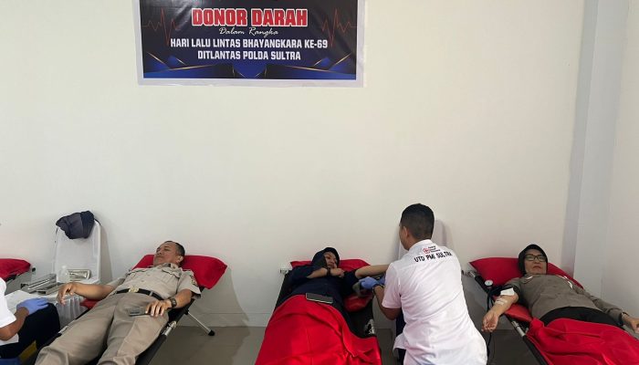 Peringati Hari Ulang Tahun Lalulintas Bhayangkara ke-69, Dit Lantas Polda Sultra Gelar Donor Darah