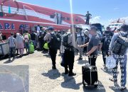 Dalam Rangka Pengamanan Kampanye Akbar Paslon Gubernur, Puluhan Personel Satgas Banops Ditpolairud Polda Sultra di Muna Barat 