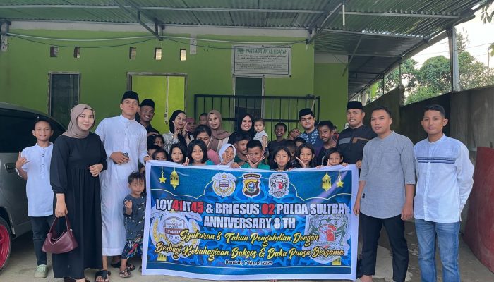 Angkatan LOY41IT45 dan BRIGSUS 02 Polda Sultra Gelar Bakti Sosial dalam Rangka Syukuran 8 Tahun Pengabdian