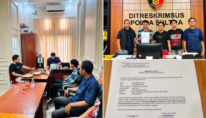 FM SULTRA Resmi Laporkan SPBU Pertamina Langara ke Polda Sultra
